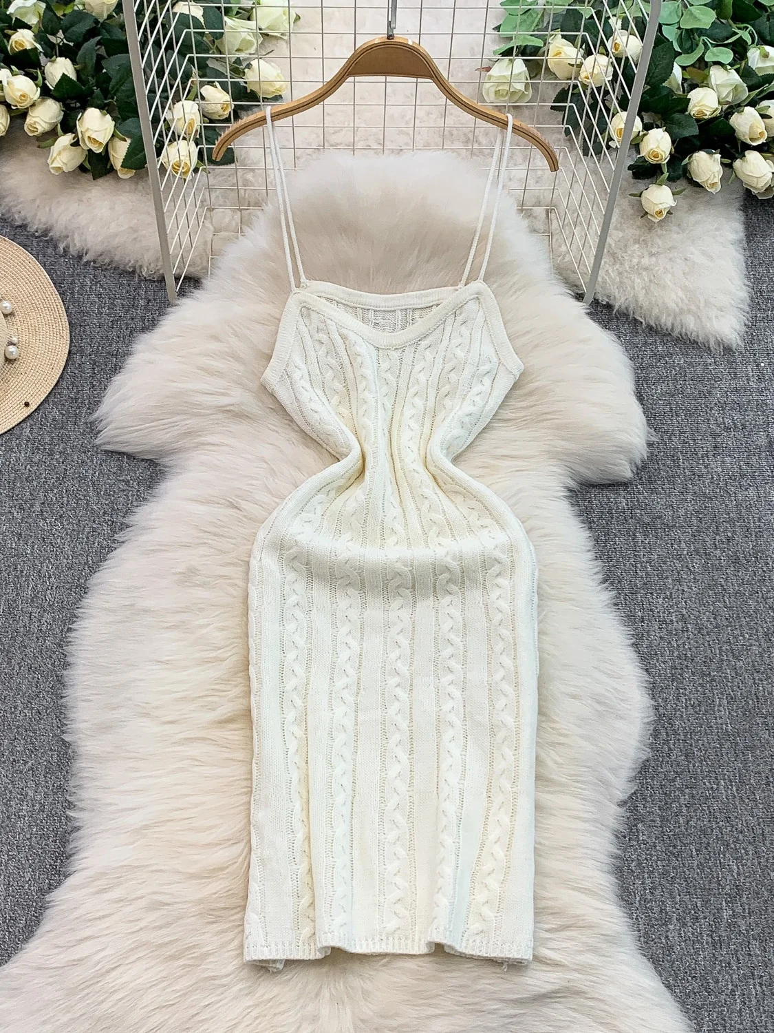Slim Fit tricoté v-ne sangle Dr femmes taille haute orth jupe Sexy bout à bout améliorant été nouveau Sle pur désir Faion