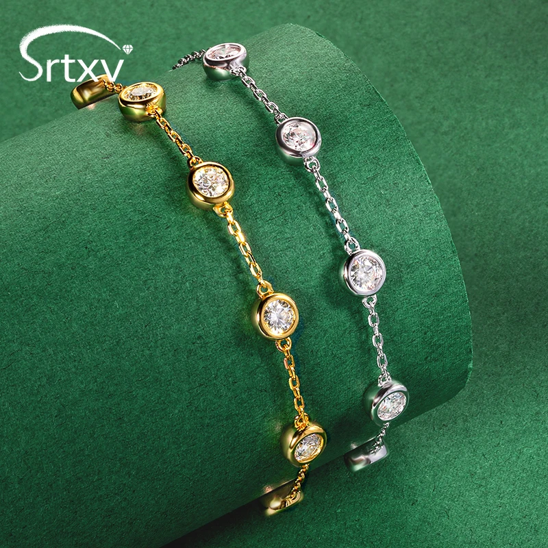 

2.4CTTW 4mm Moissanite Bubble Bracelet For Women S925 Sterling Silver Rhodium Plated Chain Wedding Birthday Party Gifts Jewelry