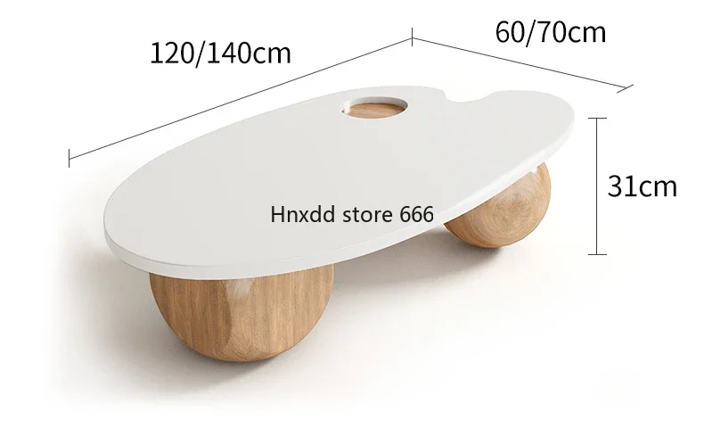 Wabi Sand Cream Wind Coffee Table Oval Irregular Special Shape Creative Japanese Log Furniture