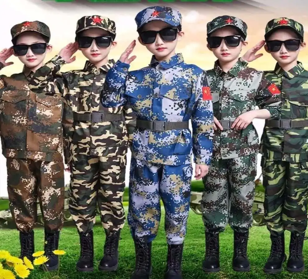 Boys girls Military Training Uniforms Children Combat Tactical Camouflage Summer Camp Party Costumes Kids Halloween Army Suits view 4