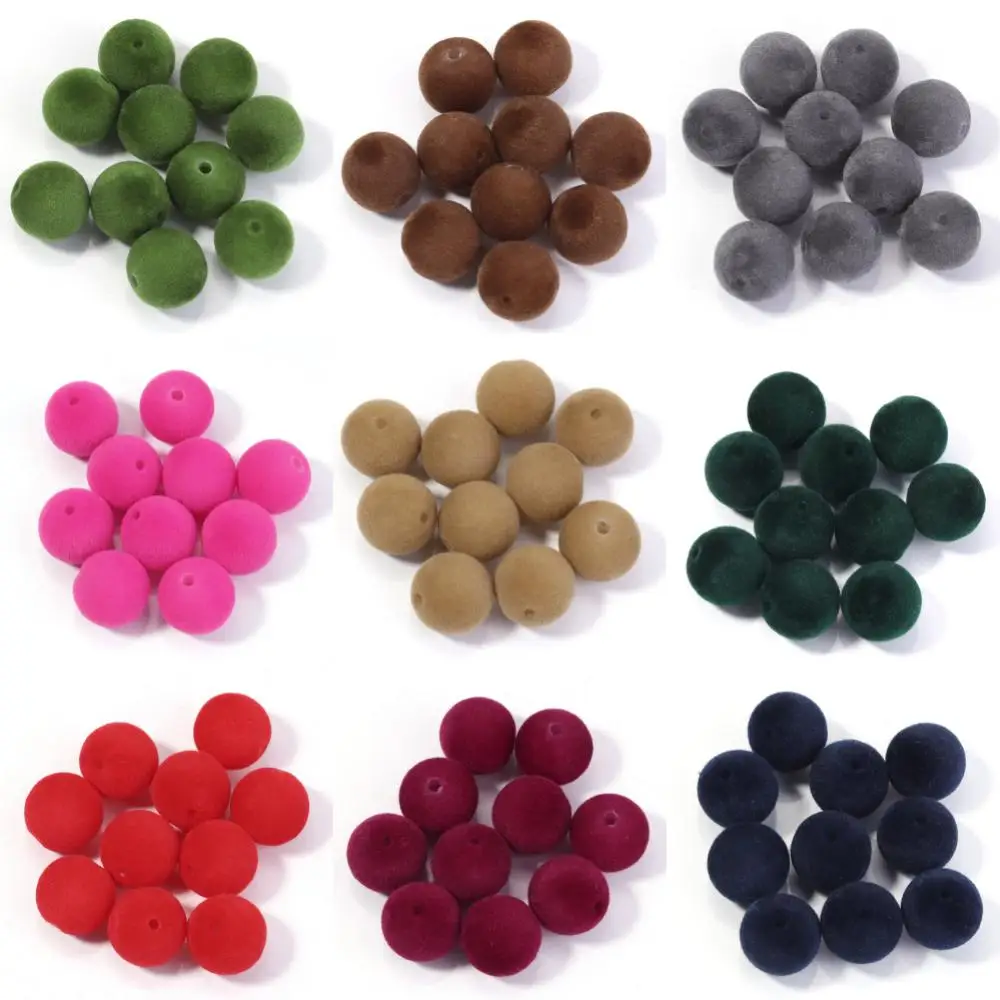 10 Teile/los Samt Perlen Acryl Runde Charme Lose Spacer Perlen Für DIY Schmuck Machen Halskette Handgemachte Accessoires