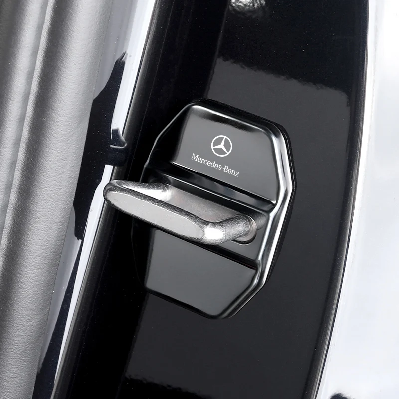 4Pcs Car Door Lock Cover Protective Case Accessories For Mercedes Benz AMG W204 W205 W203 W211 W212 W213 W201 W210 W124 W126