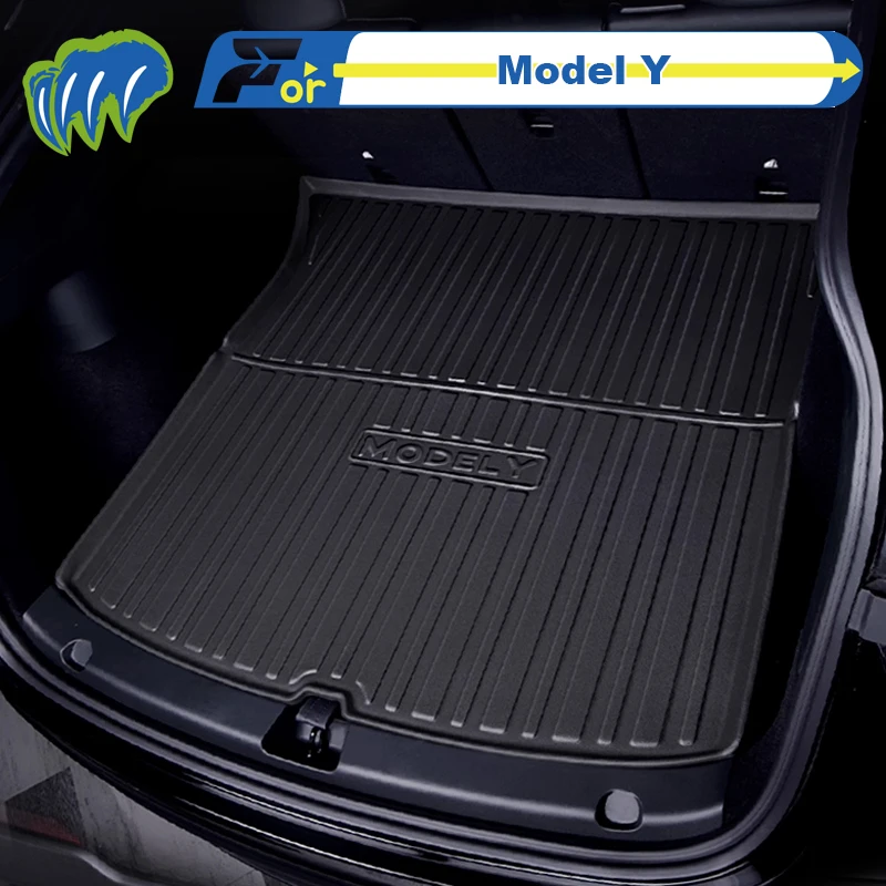 

Для Tesla Model Y 2021-25 Custom Fit TPE Коврик для багажника автомобиля Коврик для багажника 3D-образный лазерный измерительный коврик для багажника Защитный коврик для заднего багажника