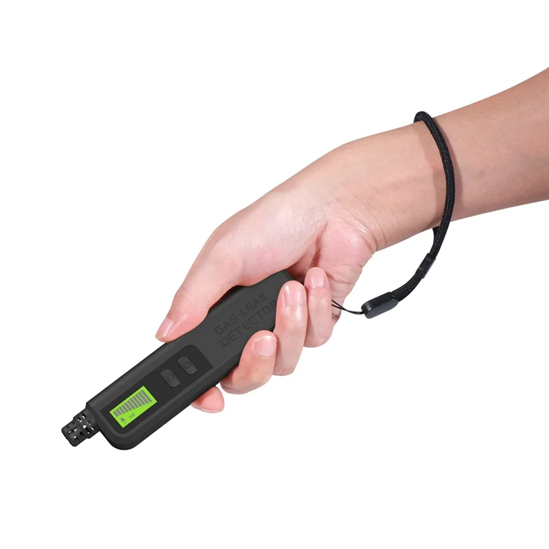 【علامة تجارية جديدة】 كاشف تسرب الغاز الصغير المحمول بالغاز الطبيعي كاشف شم الغاز القابل للاحتراق مع اختبار إنذار مسموع أسود