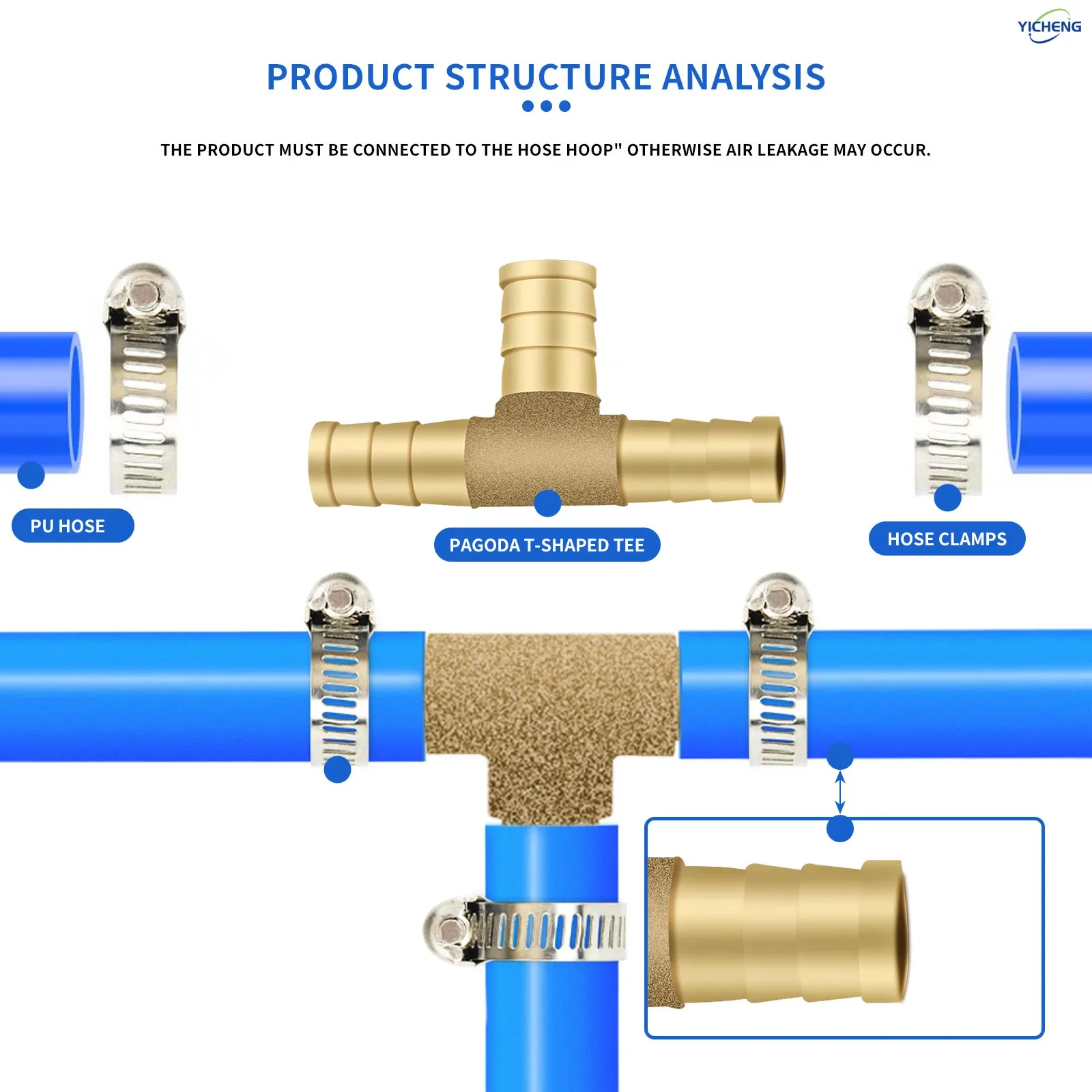 10 Uds 6mm-12mm OD Unión en forma de T empalmador de púas accesorio de manguera de latón ensamblador de mendigo