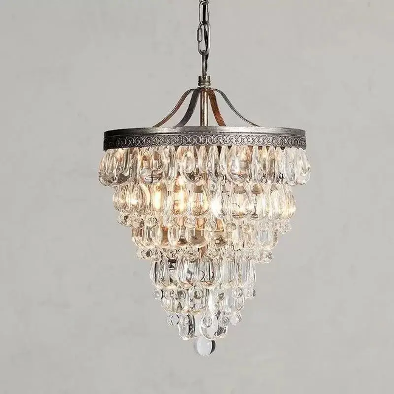 Rural crystal chandelier corridor bedroom study northern Europe luxury retro led iron crystal chandelier