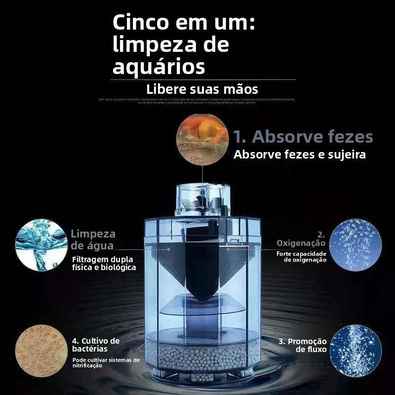空気圧式水槽トイレ-5in-フィルター酸素供給器-生水サイフォン-水槽設備-プラスチック製フィルターデバイス-半水陸両用カメ用