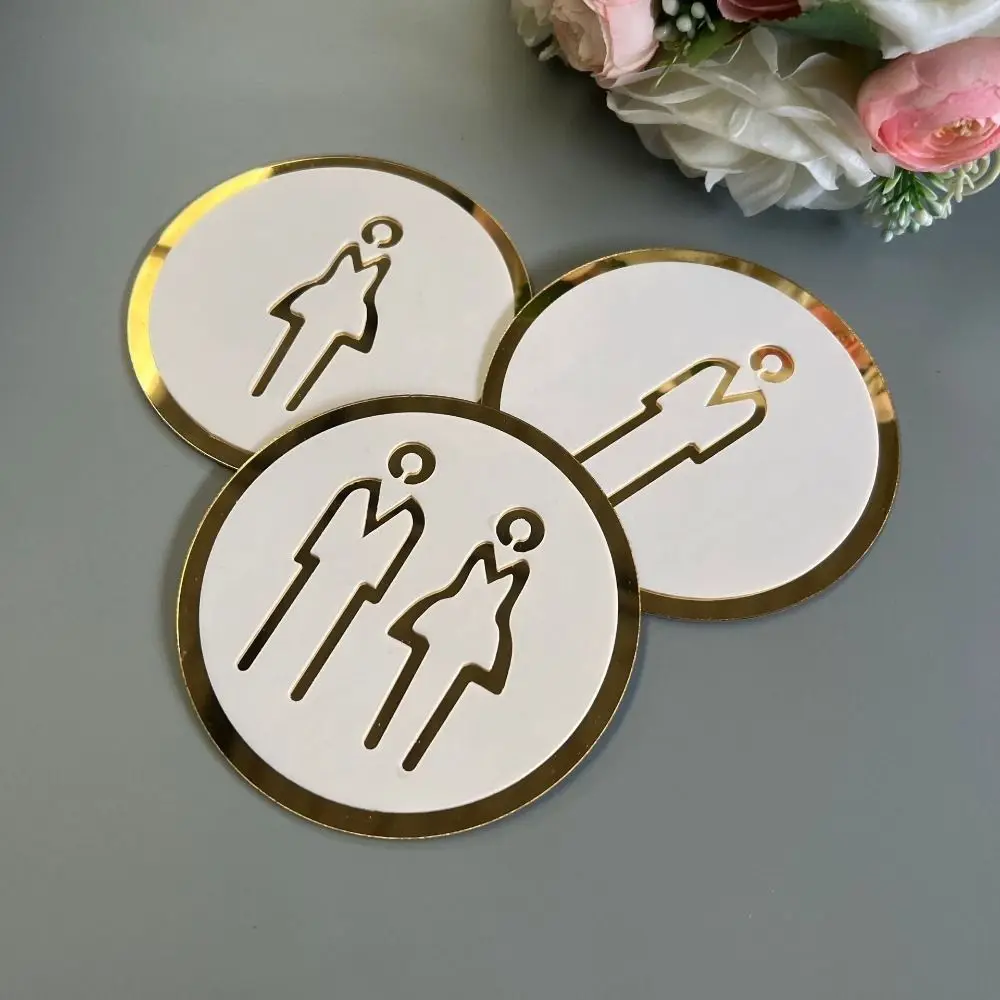 Creative Gold&white WC Signboard Double-layers Acrylic WC Instruction Sign Men and Women Prompt Sign Public Toilet Sign Bathroom
