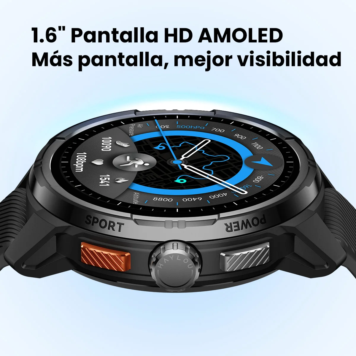 Alternative view of HAYLOU reloj inteligente Solar Ultra GPS, dispositivo resistente al agua hasta 5atm, con Pantalla AMOLED de 1,6 pulgadas, GPS in