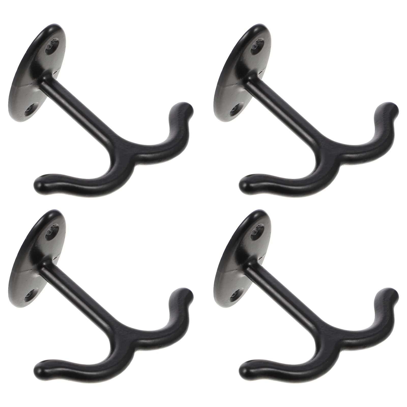 4 Pcs European Style Ceiling Double Claw Hook Black Purse under Shelf Hooks Zinc Alloy Coat