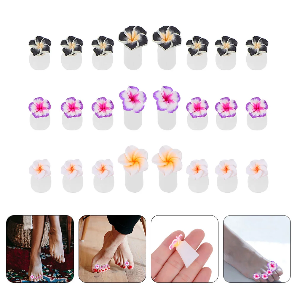 24 Pcs Black Polymer Clay No 31 Toe Separators Pedicure Flower for Silicone Nail Cartoon Women Pedicures