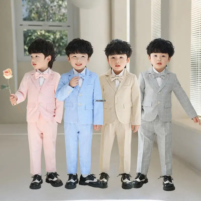 

Flower Boys Wedding Suit Children Formal Gentleman Photograph Suit Kids Tuxedo Dress Big Teenager Graduation Stage Show Costume