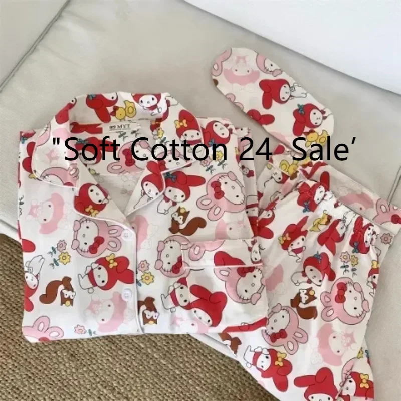 

Cartoon Melody pajamas set, spring and autumn pure cotton two-piece pajamas, Sanrio cartoon loungewear set, women's loungewear
