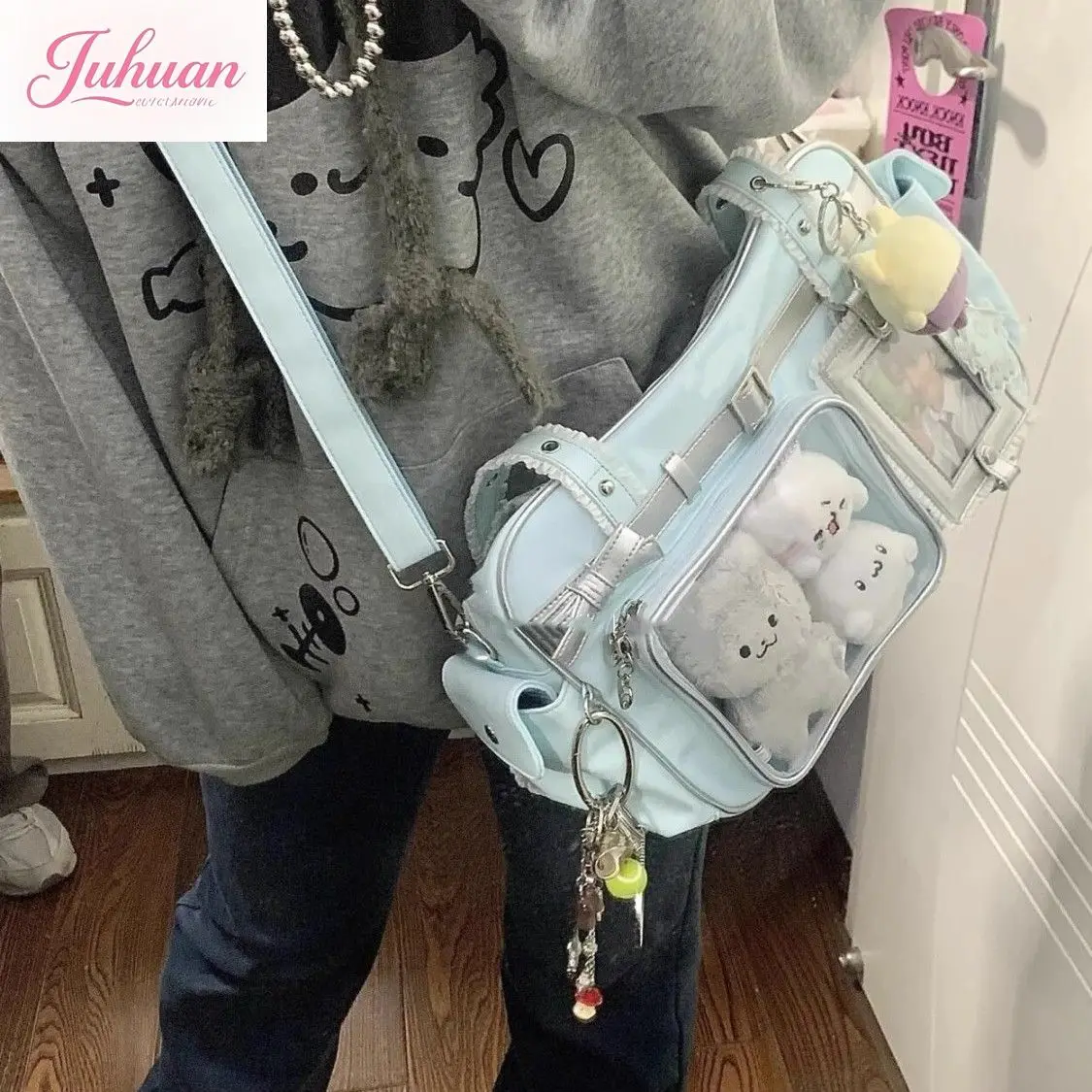 Japanese Pink Bow Ltabag Baby Bags Large Capacity JK Uniform Bag Two-dimensional Single Shoulder Crossbody Pineapple Bags Women