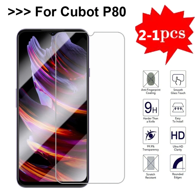 2-1PCS Anti-Scratch Tempered Glass For Cubot P80 Screen Protector Phone Film For Pelicula Cubot P80 P 80 6.53