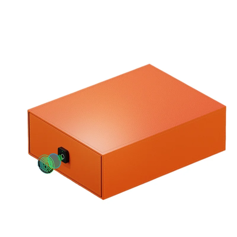 Drawer jewelry box, high-end exquisite leather gold jewelry cabinet, household smart fingerprint safe