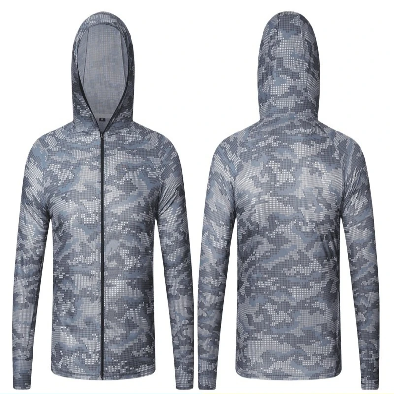 Summer Men's Camouflage Sunscreen Clothes Fishing Clothes Lightweight and Breathable Quick Drying Clothes Outdoor Road Clothing