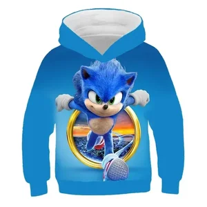 Moletom infantil sônico 3D, moletom de manga comprida, roupas de animação, meninos e meninas, primavera, outono, 2024 12 principais vendas moletons de animes - №5