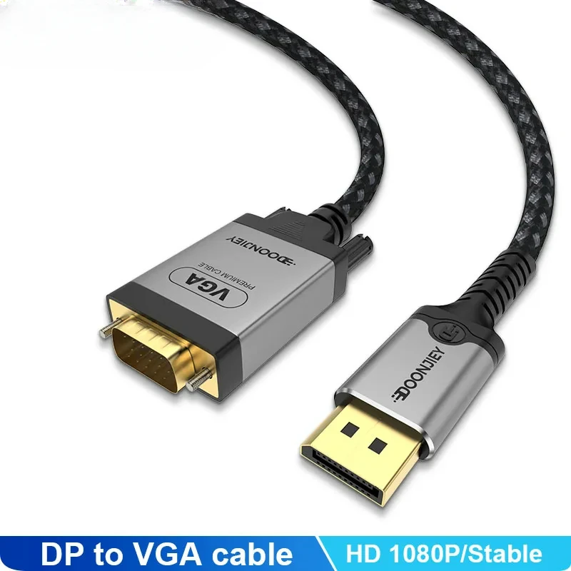 Displayport To VGA Cable HD 1080P DP To VGA Video Converter Male To Male Laptop Projector Monitor Display Port To VGA Adater 2m