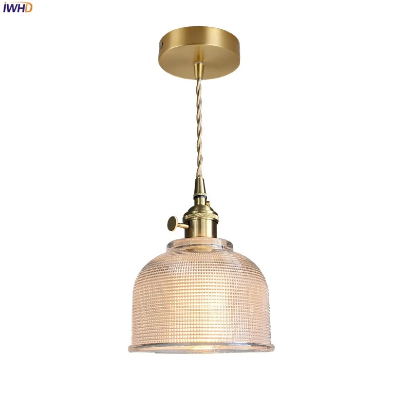 

IWHD Modern Minimalism LED Pendant Lights Kitchen Island Bathroom Bedside Interior Lighting Copper Glass Hanging Lamp Luminaria