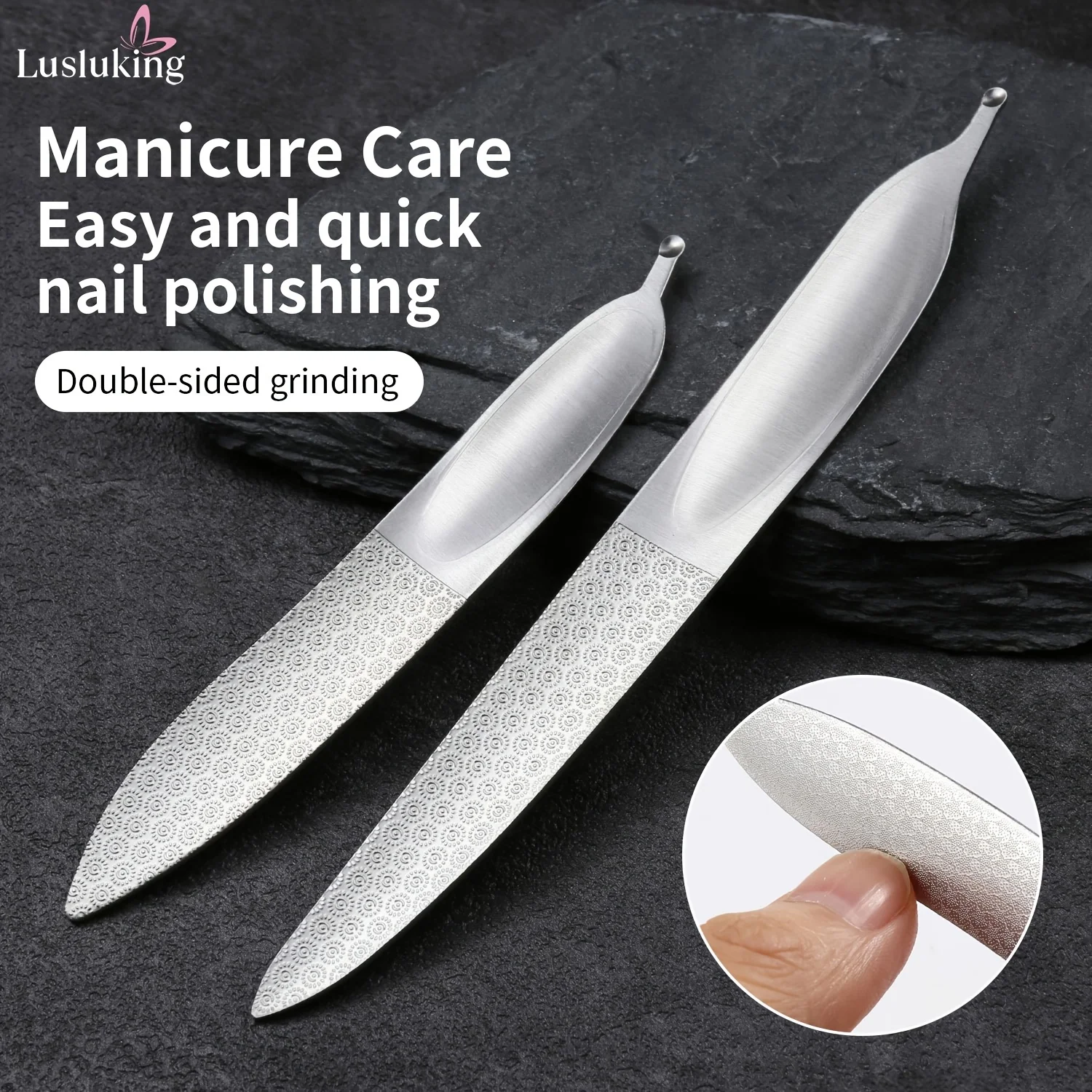 مبرد أظافر من الفولاذ المقاوم للصدأ، أداة مانيكير وباديكير صغيرة على الوجهين للأظافر الناعمة، مثالية للاستخدام المنزلي أو الصالون #3