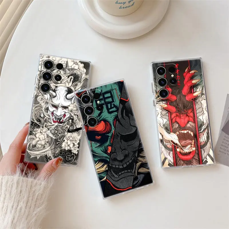 

Samurai Ghost Hannya Ukiyo-E Mask S25Ultra Case For Samsung Galaxy S25 S24 S23 Ultra S20 S21 FE S22 Plus A56 A55 A26 Phone Cover