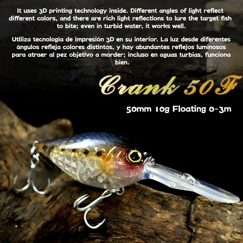 

Swolfy 4 шт. 5 см 10 г Crankbait Рыболовная приманка Rock Bait Троллинговые приманки для морской воды Whoppers Trolling Lure Crank Bait Поддельная рыба