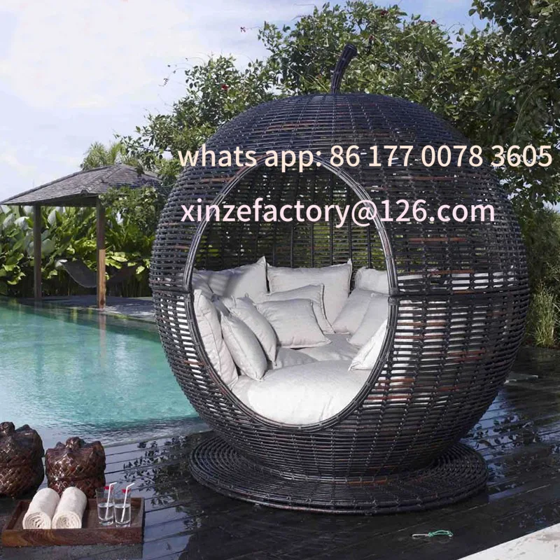 

Customizable Outdoor Rattan Creative Bed Sand Court Terrace Bed Resort Outdoor Furniture