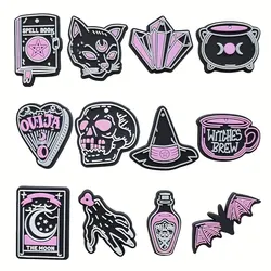 12pcs Purple Halloween Shoe Charms for Clogs Bogg Bag Bubble Slides Sandals, PVC Shoe Decorations Accessories, EVA Beach