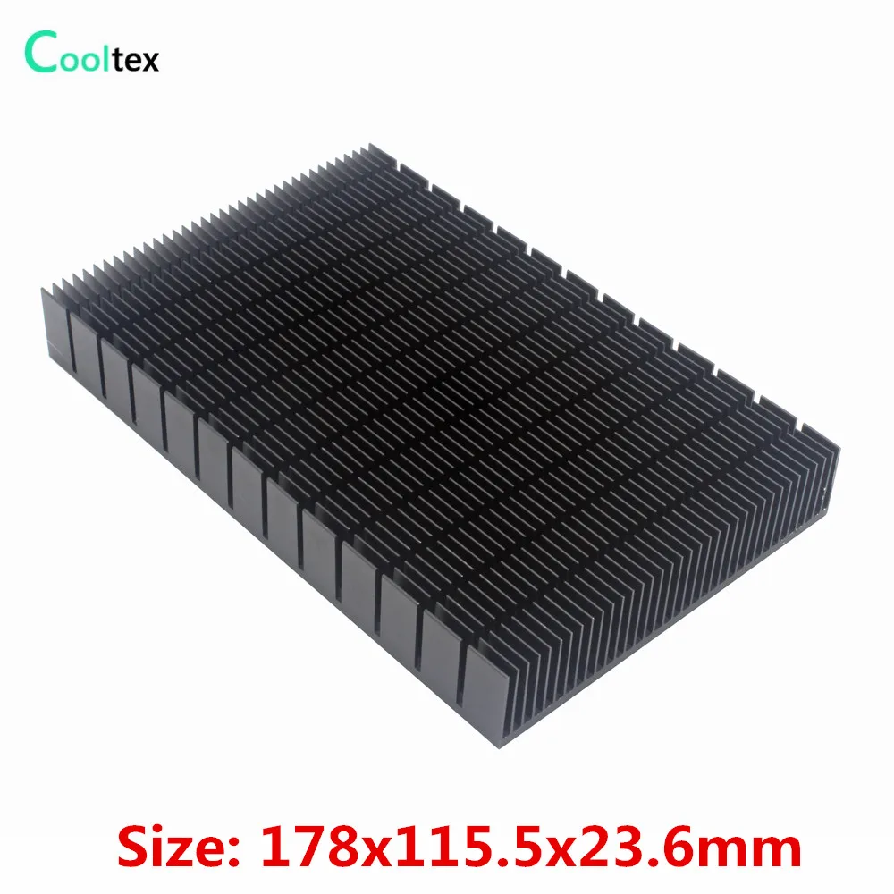 

Black Aluminum Heatsink 178x115.5x23.6mm DIY Heat Sink Cooler Radiator for Chip LED Electronic Heat Dissipation Cooling