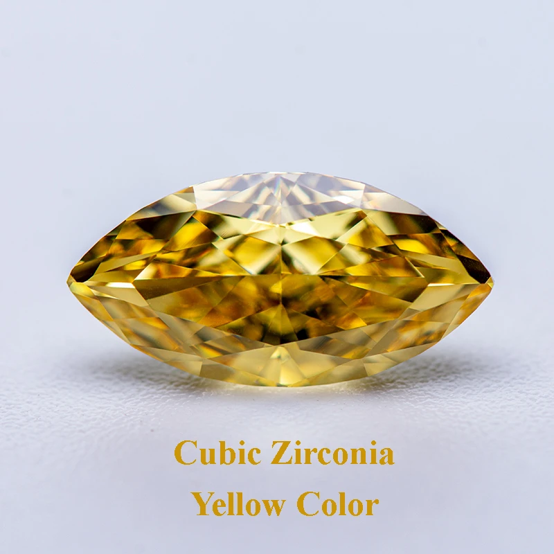 

Cubic Zirconia Crushed Ice Cut Yellow Color Marquise Shape Charms Beads for Diy Jewelry Making Necklace Materials No Certificate