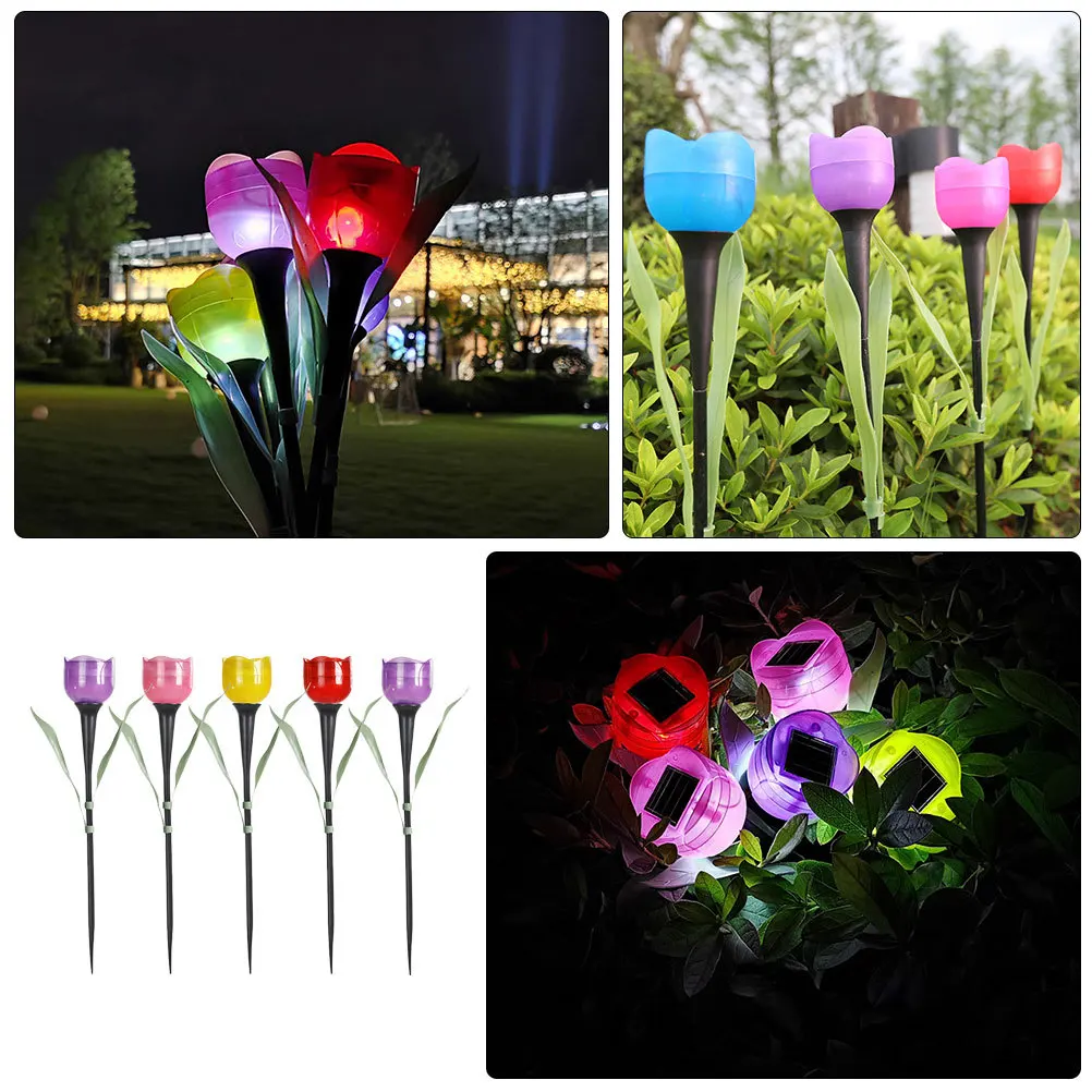 

5Pcs Solar Tulip Design Lawn Lights Outdoor Garden Landscape Decorative LED Yard Patio Tulip Design Solar Light