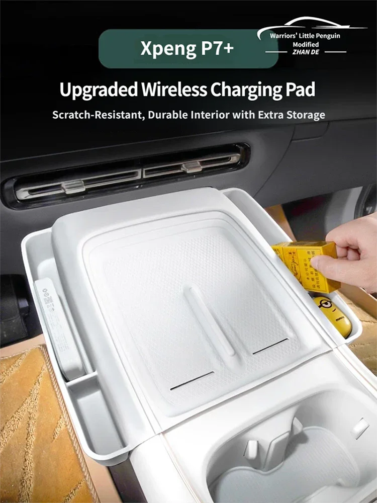 For XPENG P7+ 2026 2027 Wireless Charging Silicone Pad Central Console Storage Protection Mat Car Accessories Decoration