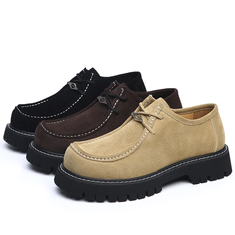 

Роскошные брендовые мужские кожаные уличные походные туфли, высококачественная противоскользящая рабочая одежда на толстой подошве, повседневная кожаная обувь из коровьей замши