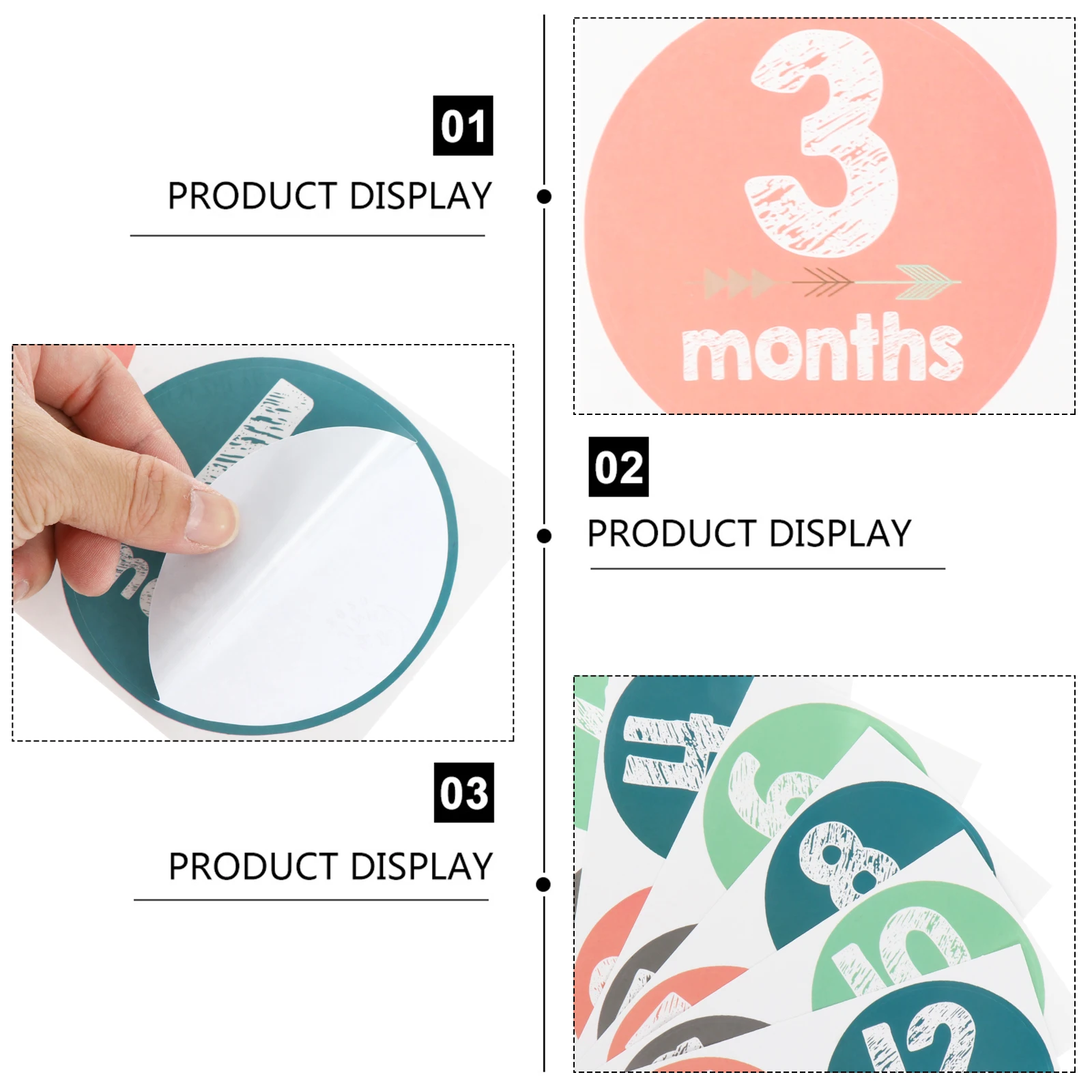 

12pcs Milestone Stickers Baby Month Decals Photo Props Newborn Scrapbooking Onesie Cards Photo Studio Supplies Set