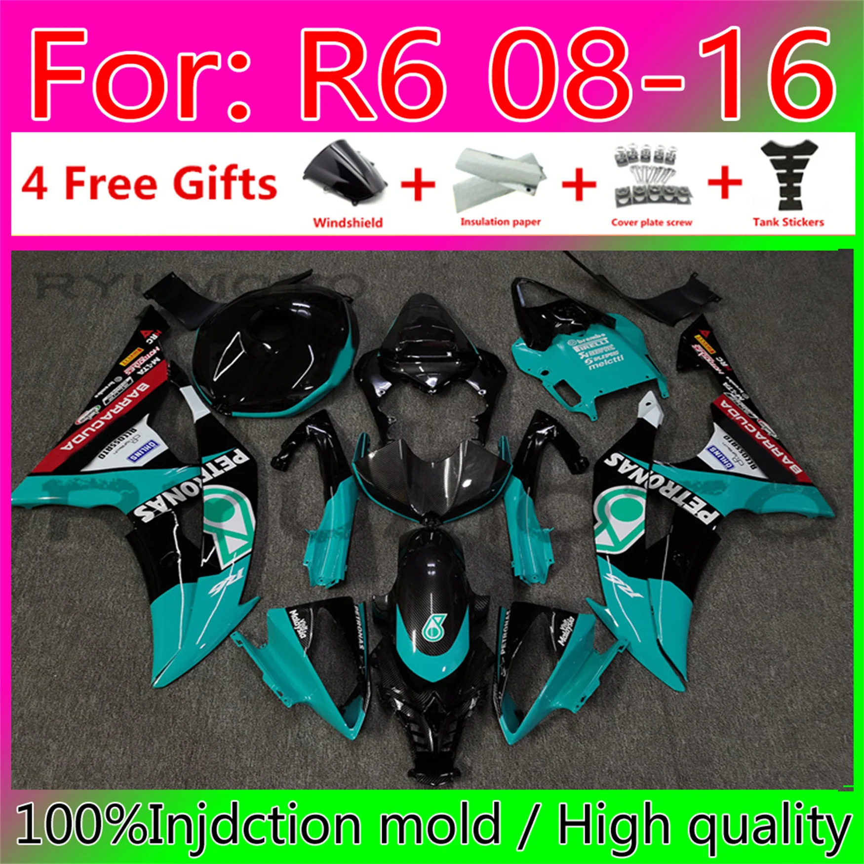 Motorcycle Injection Fairing Kits For Yamaha YZF R6 2008 2009 10 2011 12 13 15 16 Fairings Bodywork YFZ-R6 08 09 11