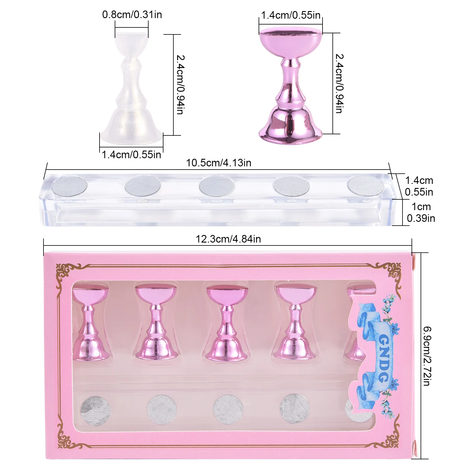 5 個ネイルアート練習ディスプレイスタンドセットチェスの駒磁気ネイルチップホルダーチェス盤ネイル練習スタンドマニキュアツール