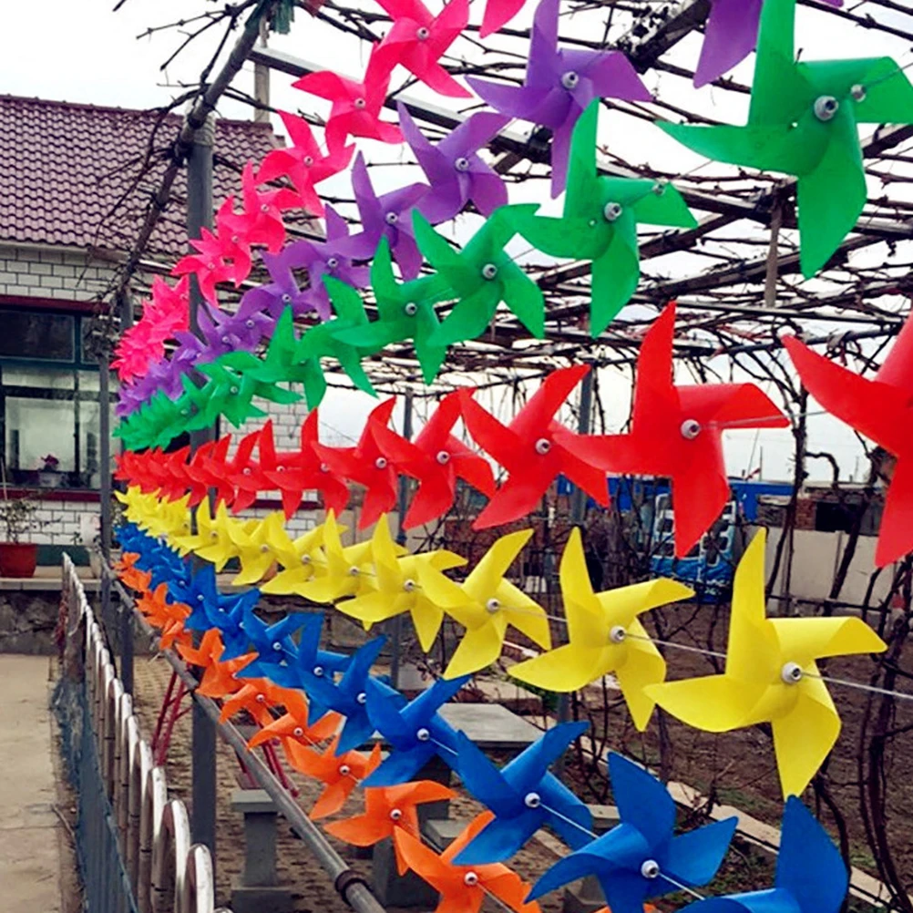 

Four-leaf Windmill Pull Flowers Pinwheels Decor The Banner Green Colorful Child