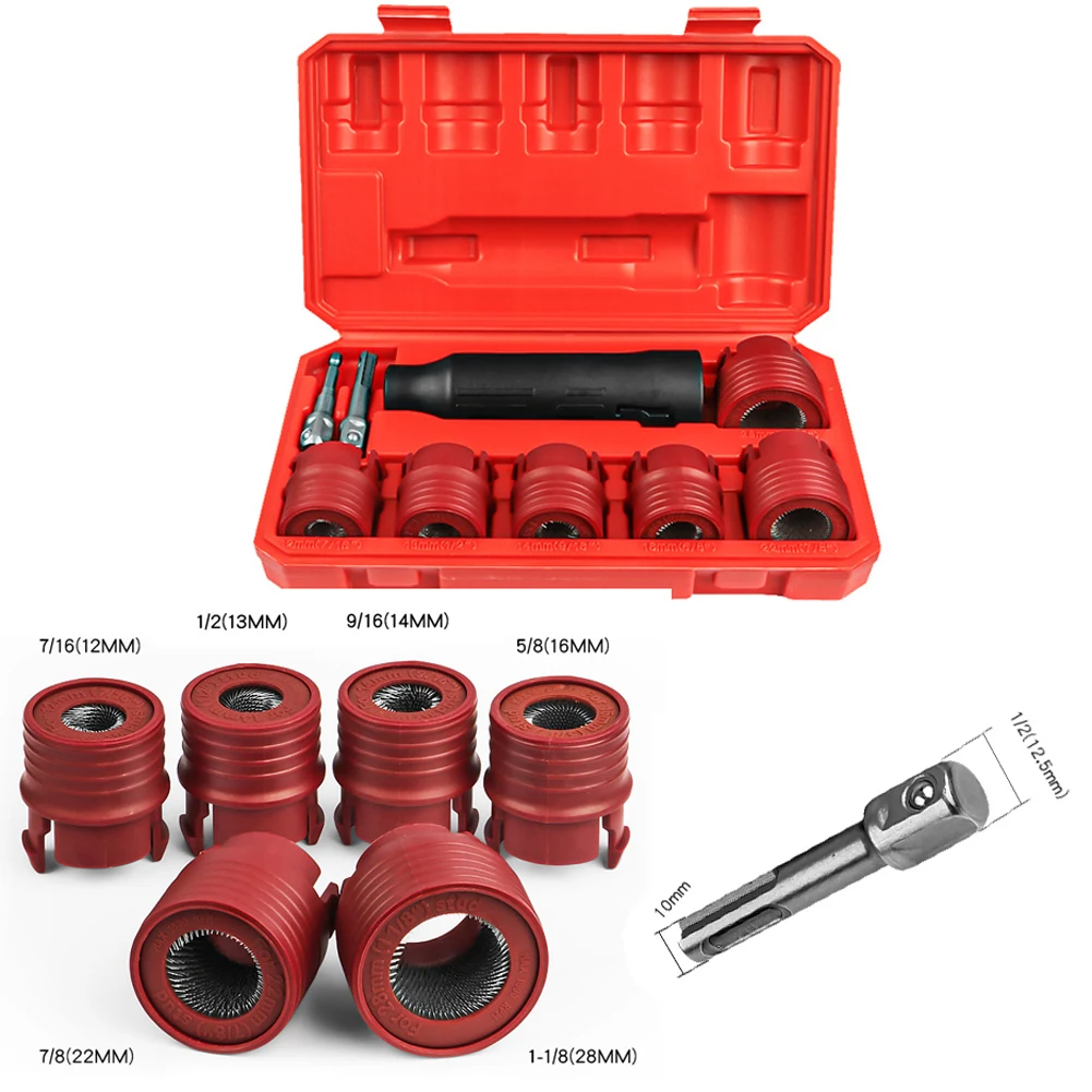 9PCS Car Wheel Cleaner Brush Set 12-28mm For Rust Removal And Debris Cleaning With Drill Driver Hand Tools