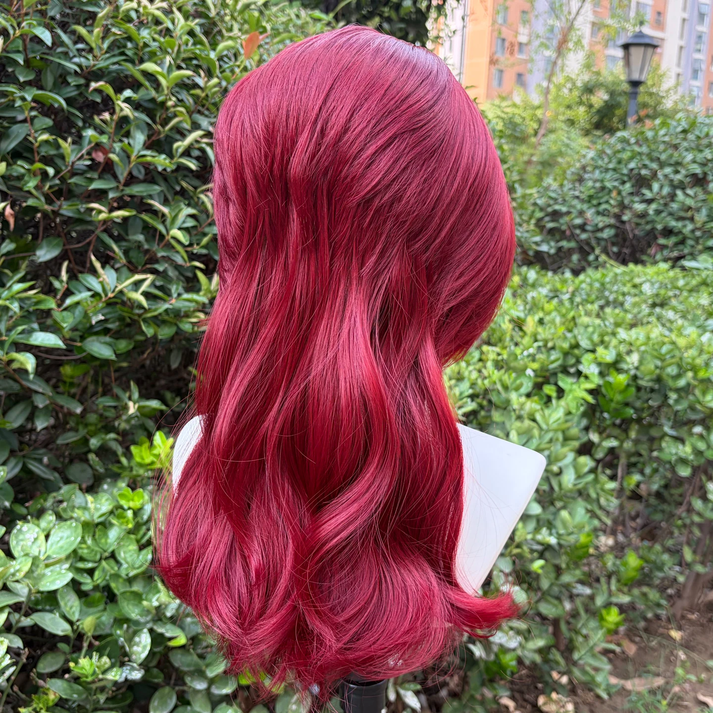 Widow's Peak 13×4 Synthetic Lace Front Wigs Red Wolf Tail Lace Wig Medium Length Heat Resistant Synthetic Hair Wig for Cosplay