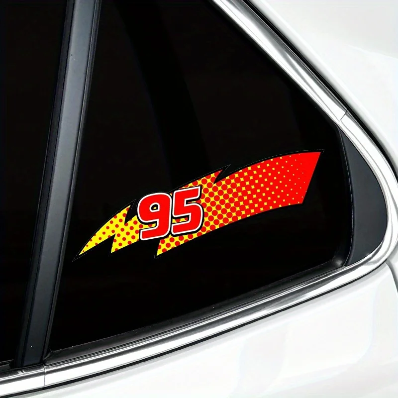1Pair 95 Lightning Pattern Car Stickers for Racing Auto Window Side Body Bumper Rear Windshield Waterproof Car Decoration