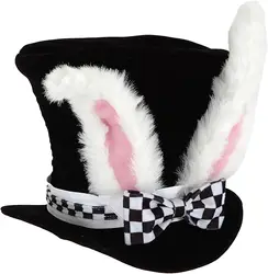 PESENAR Easter white bunny top hat with bunny ears crazy hat costume accessories