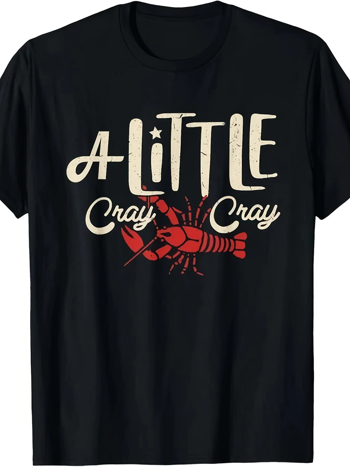 Unisex Crawfish Boil Shirt - A Little Cray Crayfish Boils Graphic T-Shirt, Pure Short-Sleeve with Crawfish Trap Design for Louisiana Boils, Cajun Parties & Seafood Festivals - Men's & Women's Casual Wear 220G