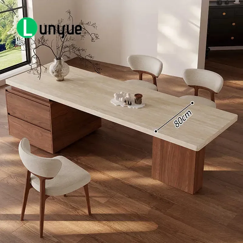 Song Aesthetics Qiping Island Dining Table Travertine Rock Slate Medium Ancient Style Multifunctional Open Kitchen Furniture