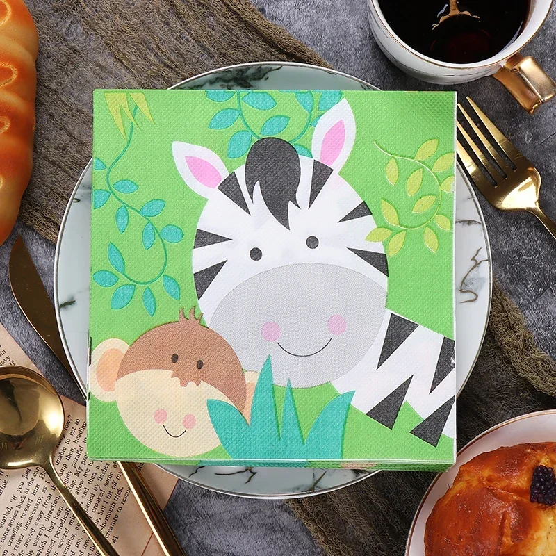 20pcs/Pac 33cm 2Ply New Zebra Printing Paper Napkins Cartoon Birthday Party Colorful Napkins Personalized Dress Up with Paper