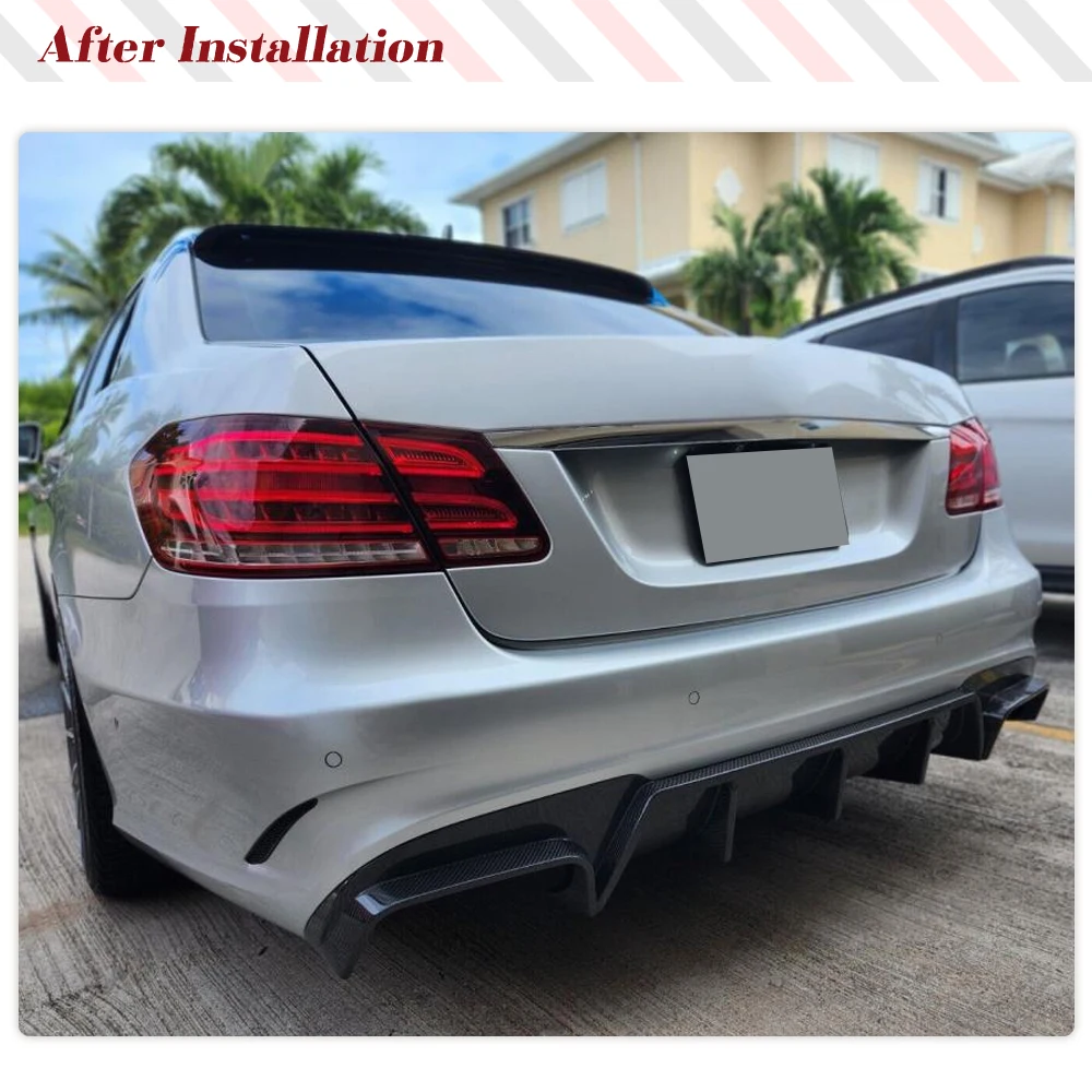 Rear Bumper Diffuser Lip Spoiler for Mercedes-Benz E Class W212 E63 AMG Sport Sedan 2013-2016 Carbon Fiber Car Rear Lip Body Kit view 2