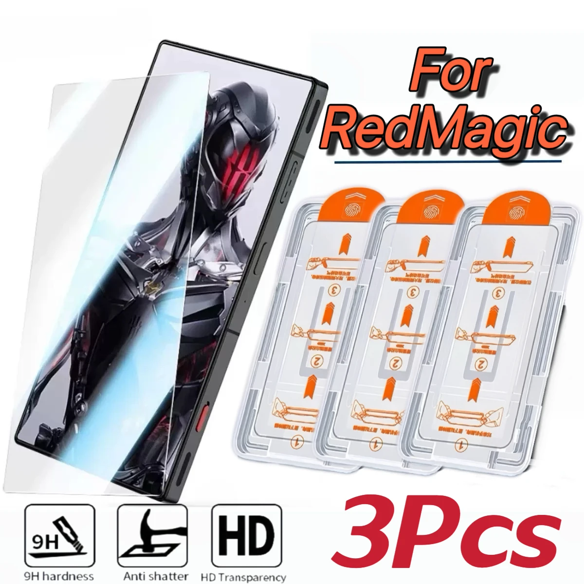 3 Stück HD-Displayschutzfolien, blasenfrei, für RedMagic 8 9 10 11 Pro ProPlus, 10 11 Air, Z50 Z60 Z70 Ultra Serie