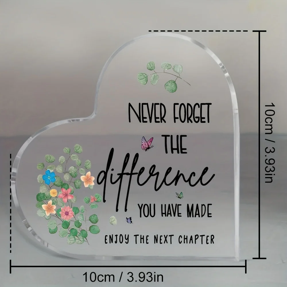 ديكور سطح المكتب من الأكريليك ثنائي الأبعاد على شكل قلب - تصميم فراشة زهرية، مناسب للزملاء وهدايا عيد الحب