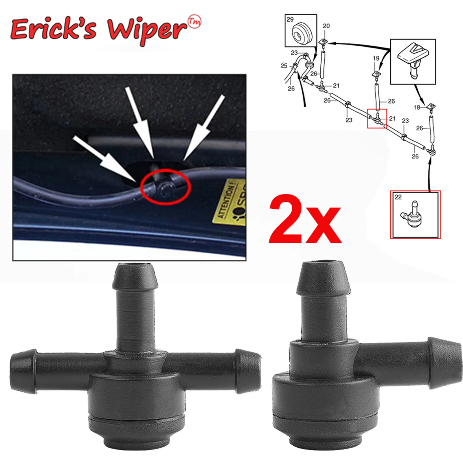 Erick\'s Wiper Windscreen Washer Valve T Valves 3 Way T Connector 9178895 Pipe System T Piece Water Headlight For Volvo C30 C70