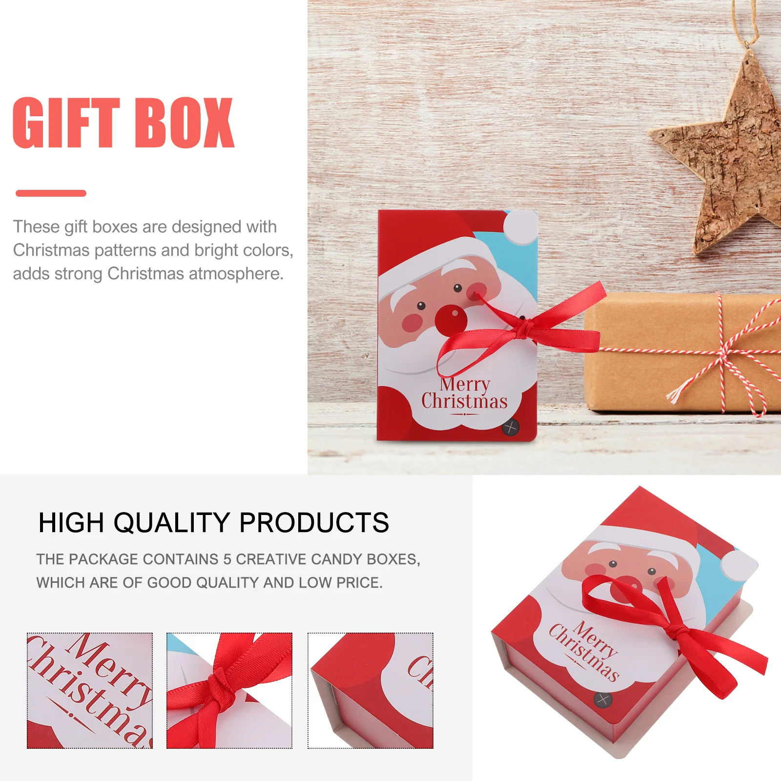 5 قطعة صناديق حلوى عيد الميلاد كتاب شكل صندوق ورقي الإبداعية هدية حقيبة للتخزين كتاب شكل صندوق حاوية حلوى عيد الميلاد